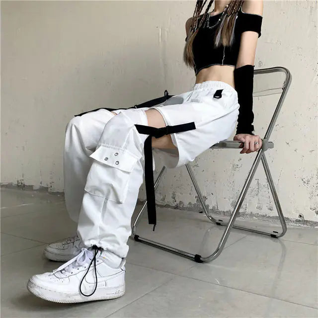 Pantalones cargo punk ajustados Harajuku para mujer (hasta el tobillo)