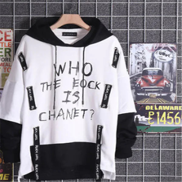 Hip-Hop Hoodie with Printed Layered Design