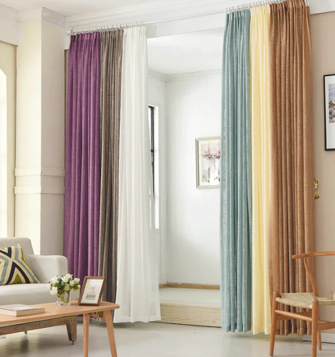 Cortinas transparentes de lino blanco grueso - Diseño moderno