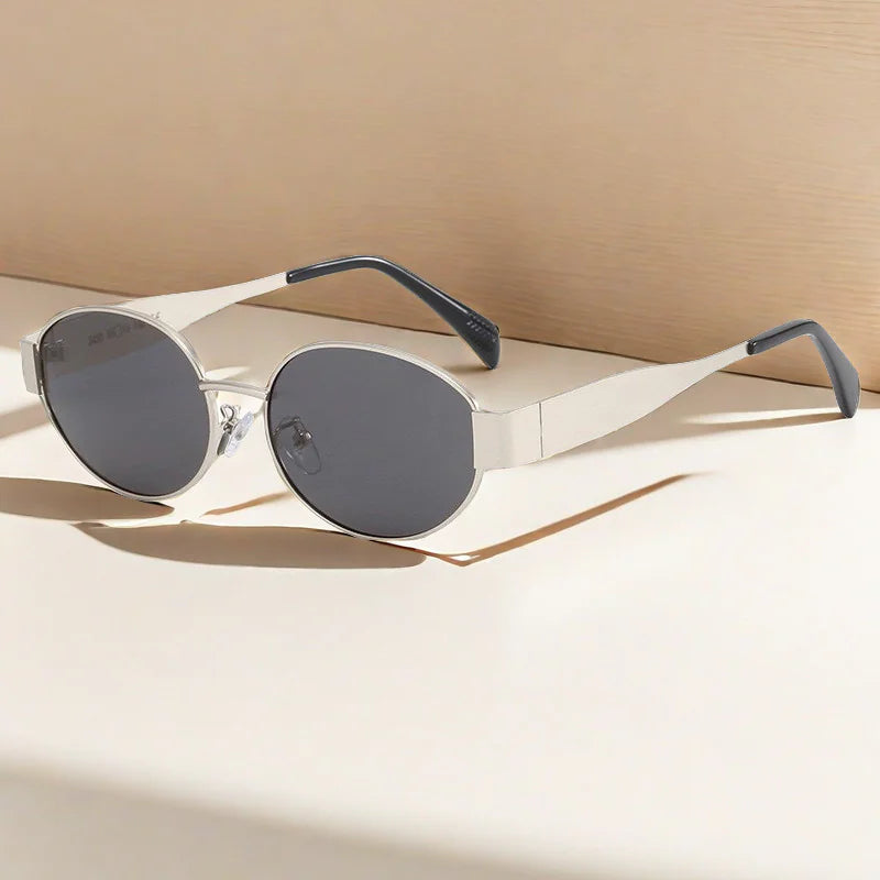 Gafas de sol vintage de metal ovaladas para mujer