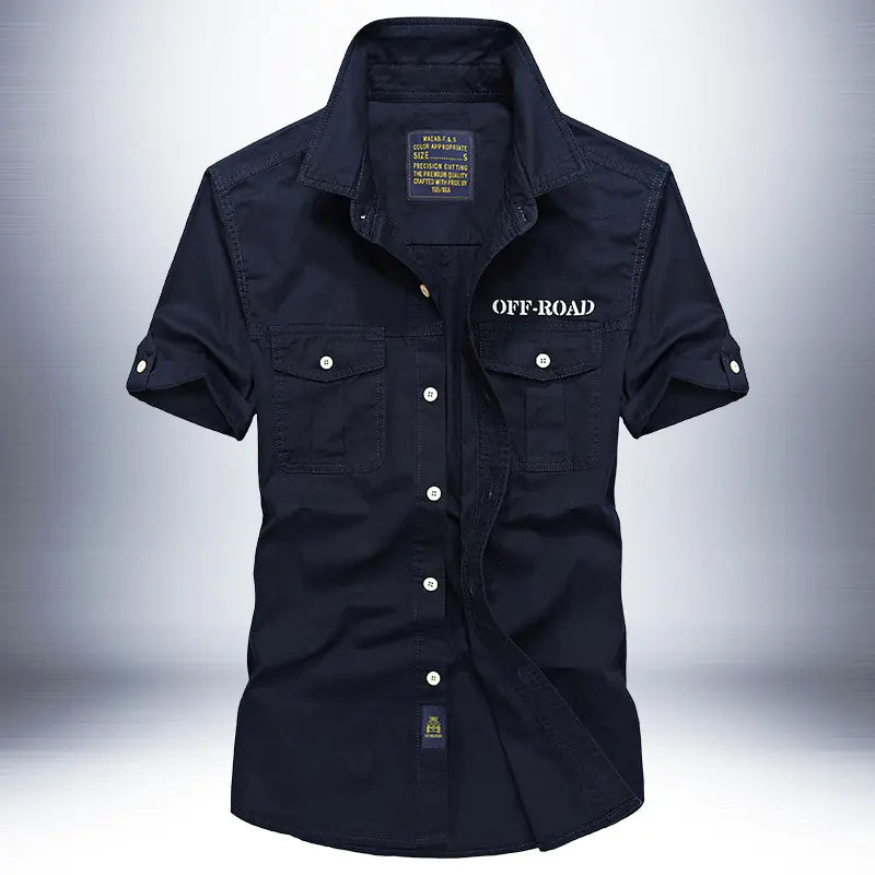 Men's Loose-Fit Short Sleeve Washed Cotton Shirt