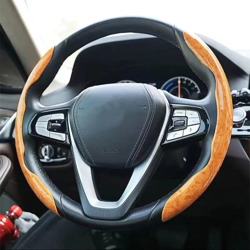 Juego de fundas universales para volante con veta de madera fina