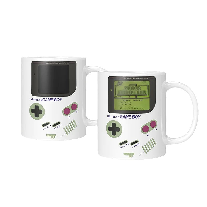 Taza grande de cerámica con forma de consola de juegos que cambia de color