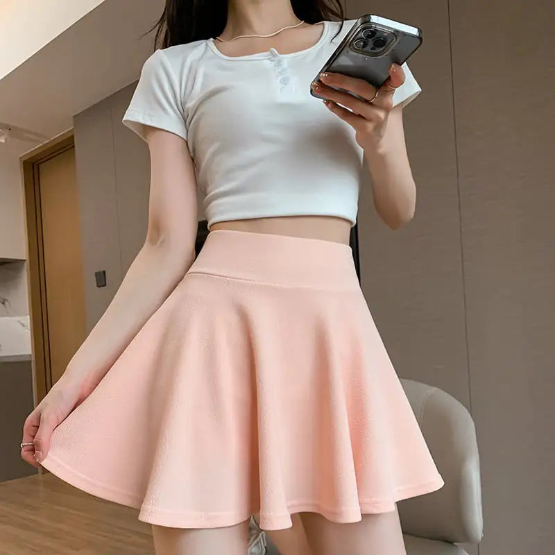 High Waist Pleated Puffy Skirt