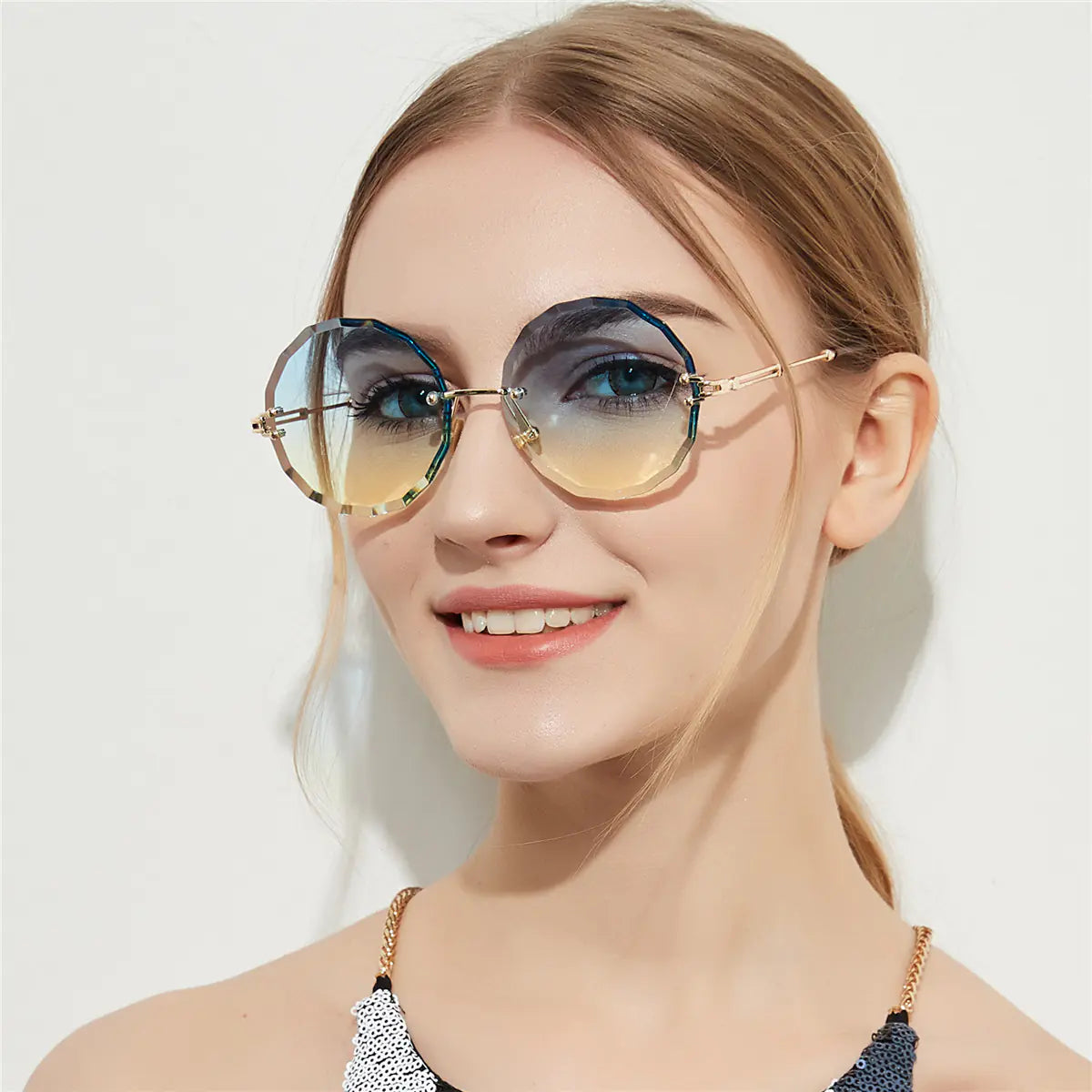 Gafas de sol vintage, con corte de diamante redondo