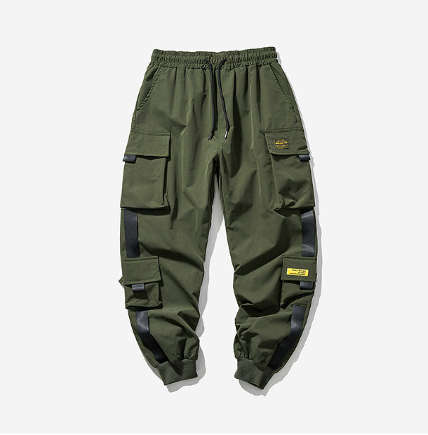 Pantalones cargo negros holgados de cintura alta para mujer