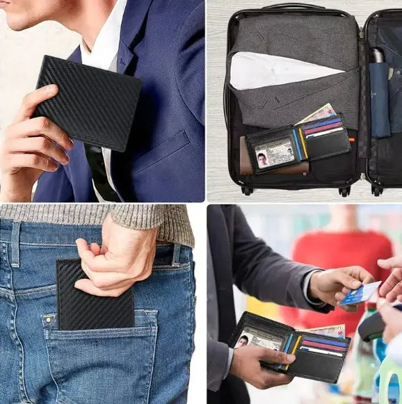 Cartera de fibra de carbono con protección RFID