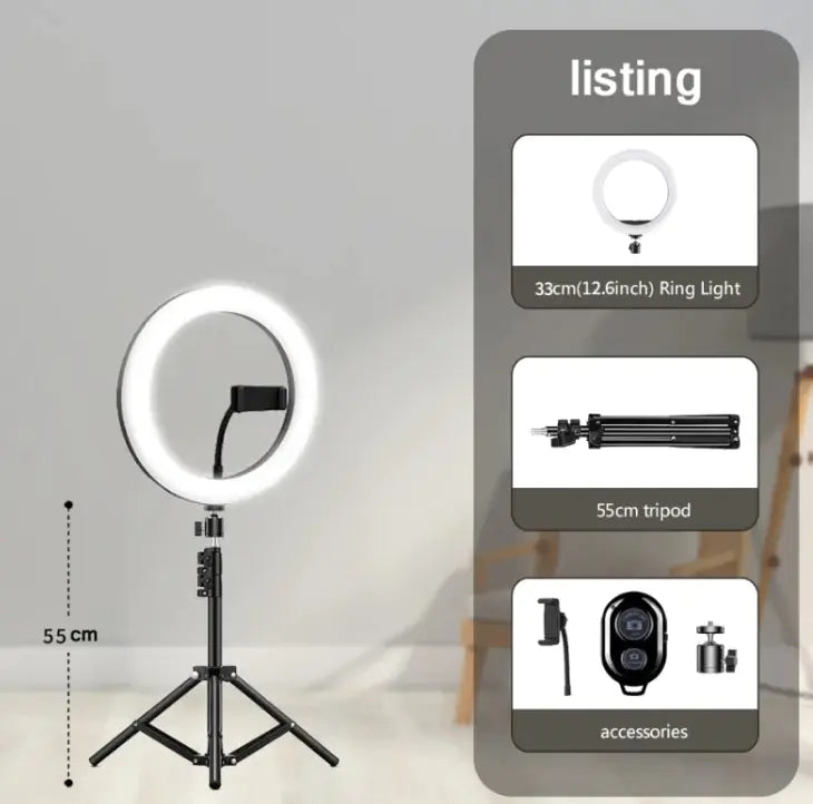 Trípode con anillo de luz LED