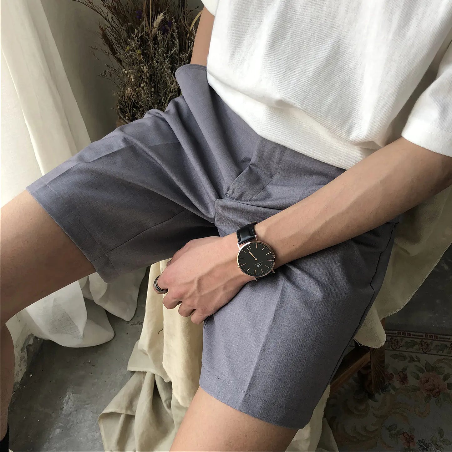 Loose Solid Color Suit Pants Shorts
