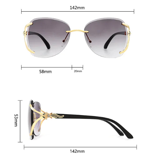 Gafas de sol de moda para mujer con diseño de metal y diamantes