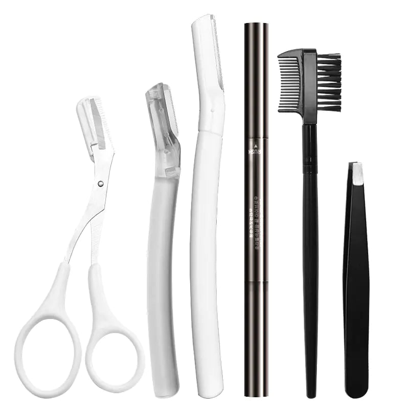 Pinzas para cejas de acero inoxidable y juego de cepillos de doble cabezal