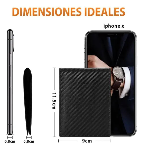 Cartera de fibra de carbono con protección RFID