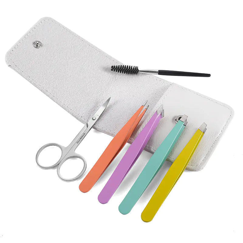 Juego de pinzas para cejas de acero inoxidable