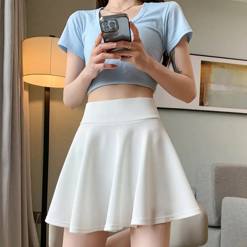 High Waist Pleated Puffy Skirt
