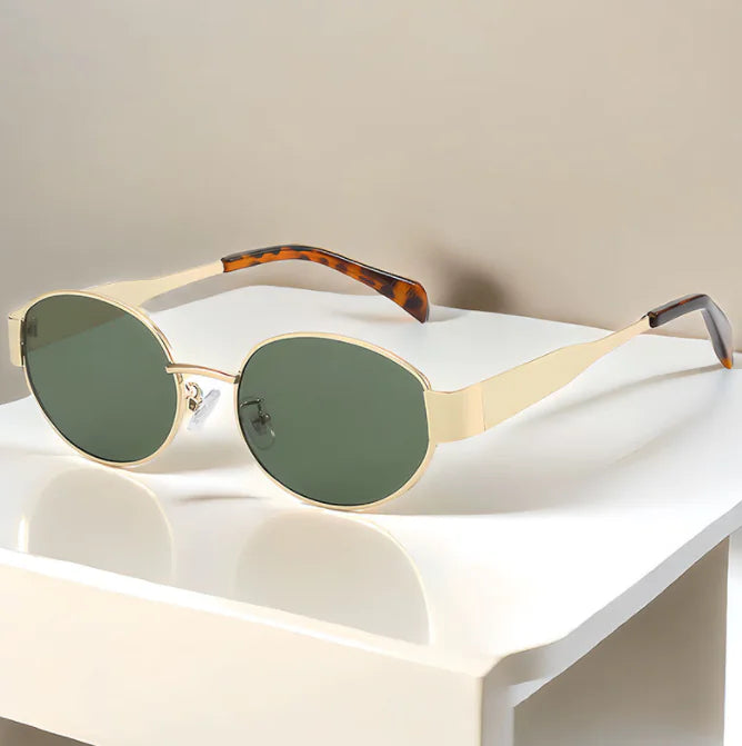 Gafas de sol vintage de metal ovaladas para mujer