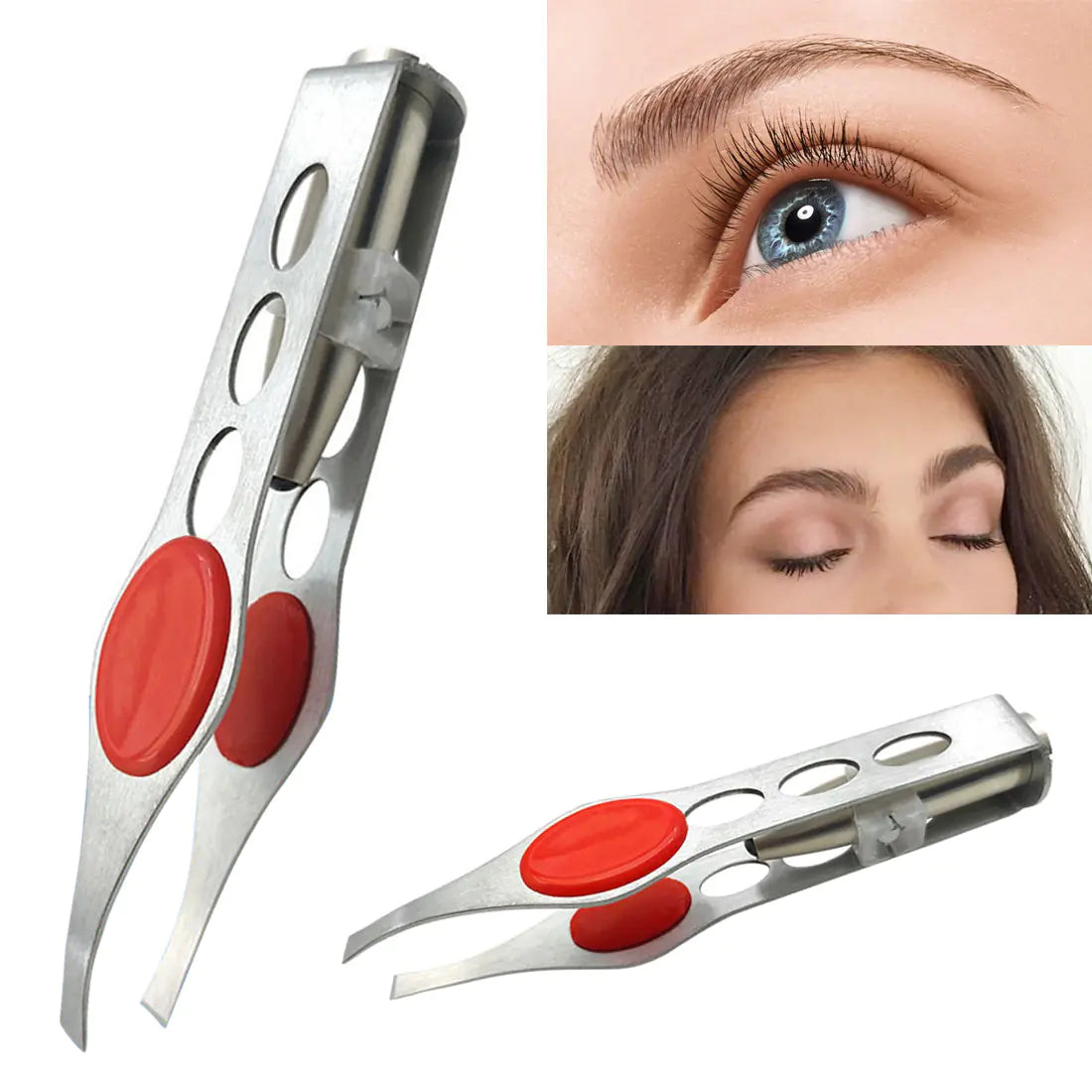 Pinzas LED para cejas con herramienta de belleza de acero inoxidable