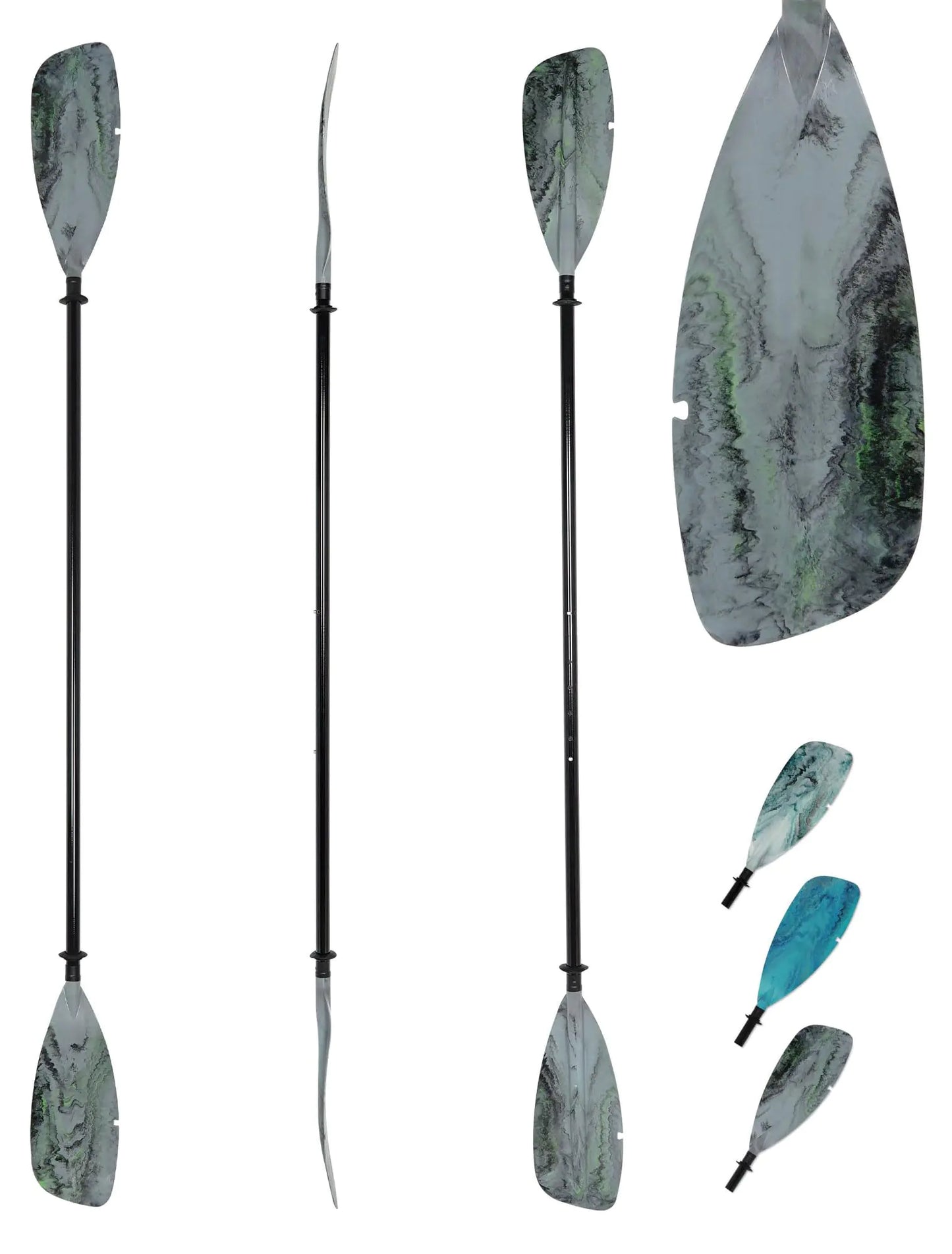 Kayak Paddles - Fiberglass Shaft & PP Blade Lightweight Adjustable Kayaying Boating Canoeing Oars with Paddle Leash 3 Piece 230-250cm/90-98inch (Mixing Color-2)