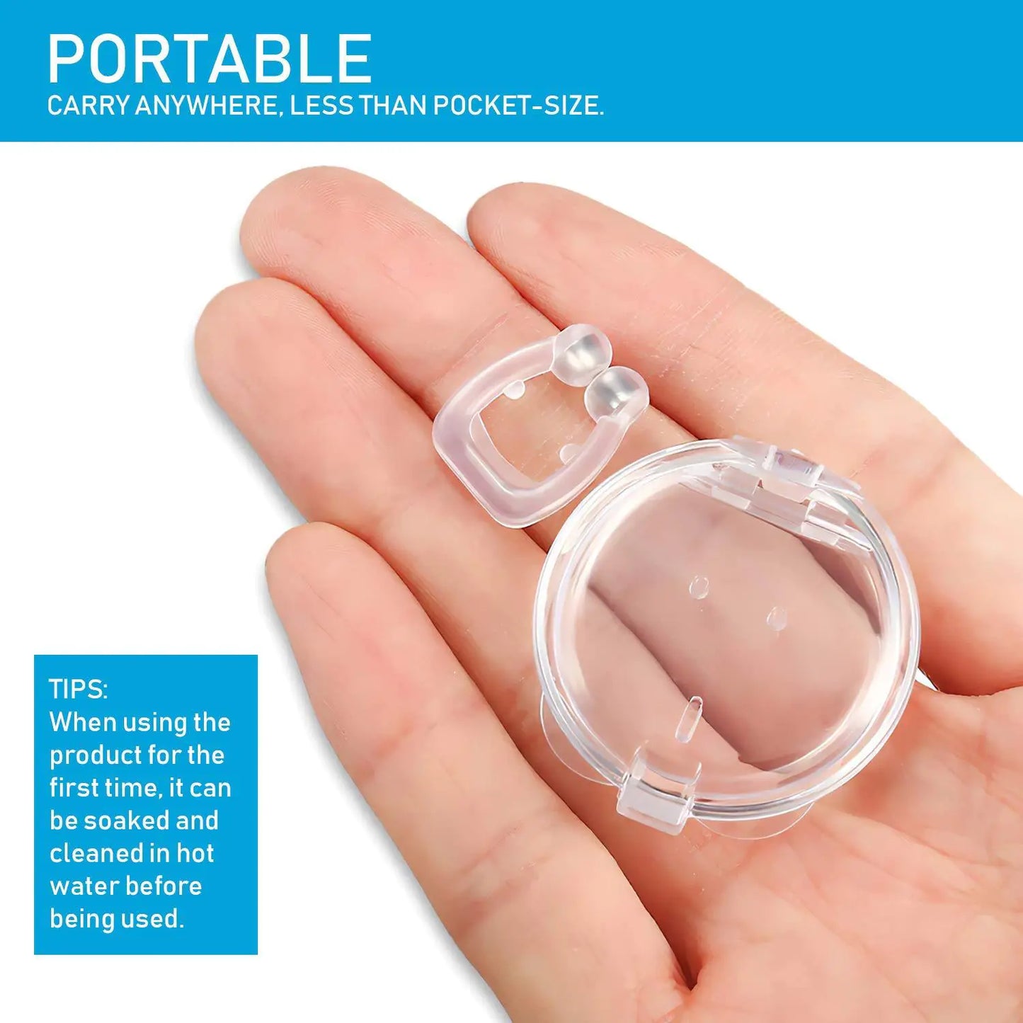 Mini dispositivo antirronquidos con pinza nasal de silicona