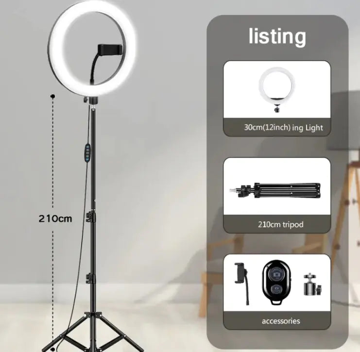 Trípode con anillo de luz LED