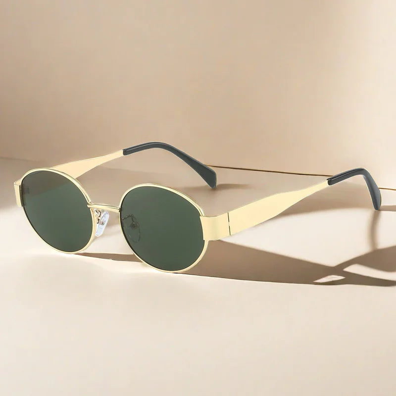Gafas de sol vintage de metal ovaladas para mujer