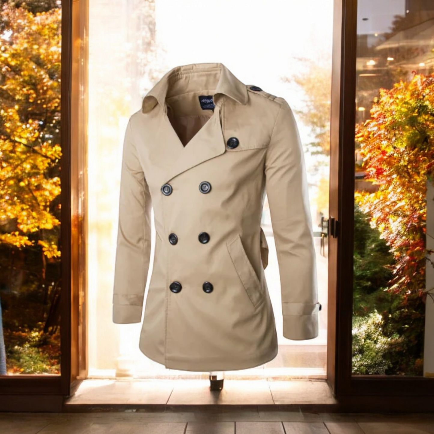 Men's Double-Breasted Long Wool Coat for Fall/Winter