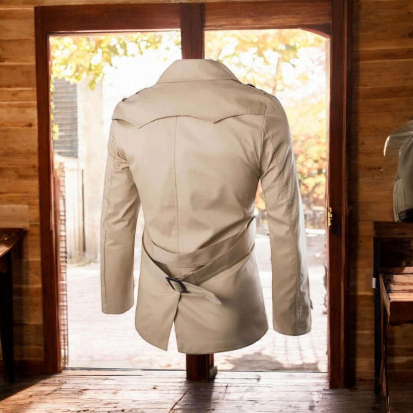 Men's Double-Breasted Long Wool Coat for Fall/Winter