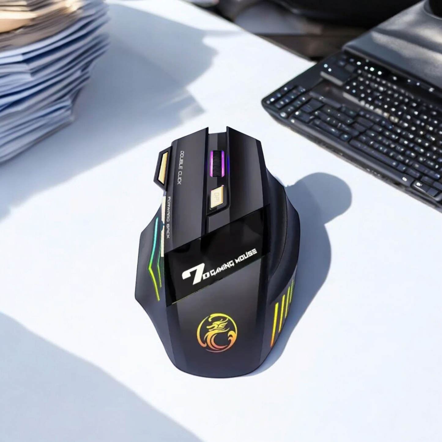 Ergonomic Rechargeable Wireless RGB Gaming Mouse