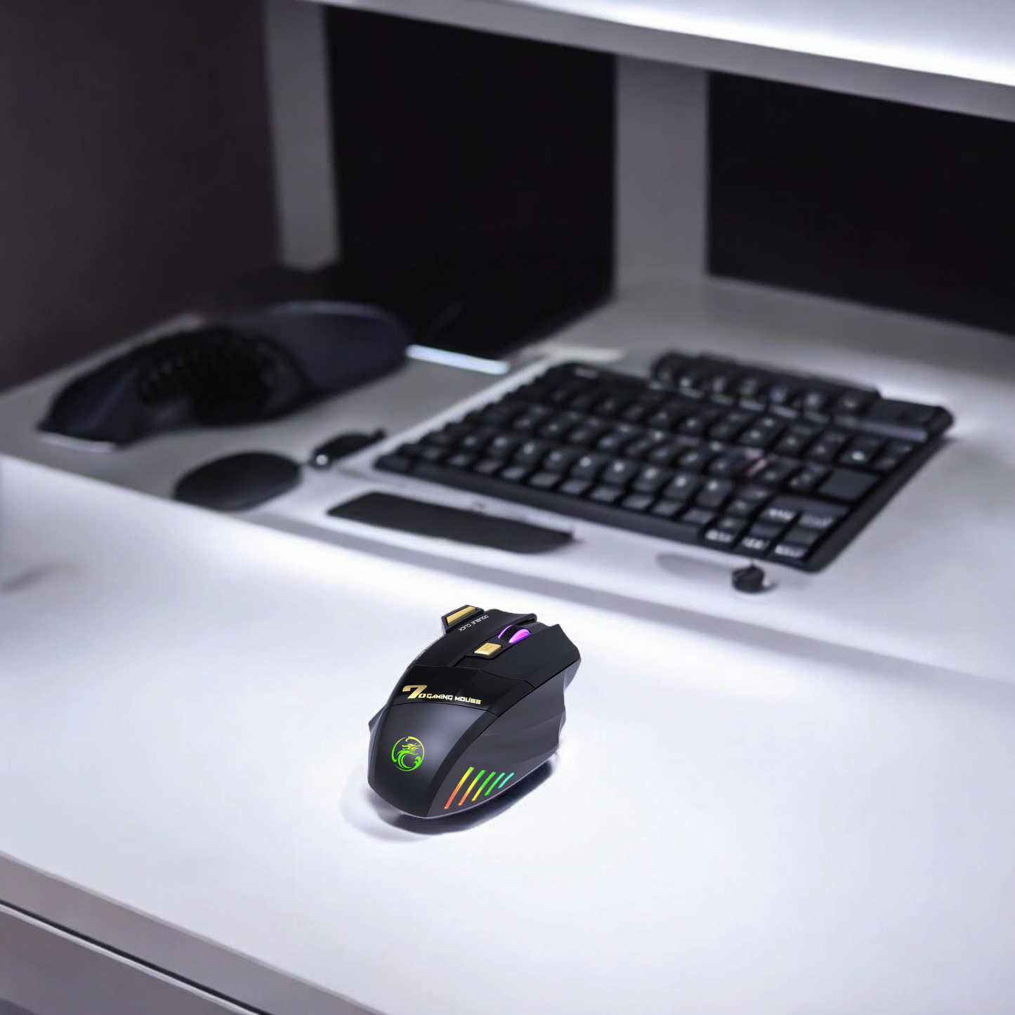 Ergonomic Rechargeable Wireless RGB Gaming Mouse