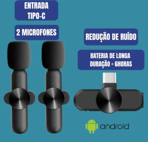 Micrófono de solapa inalámbrico para grabación de audio y video