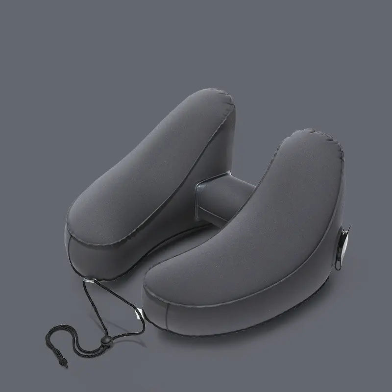 Almohada de viaje inflable con capucha en forma de H para el cuello