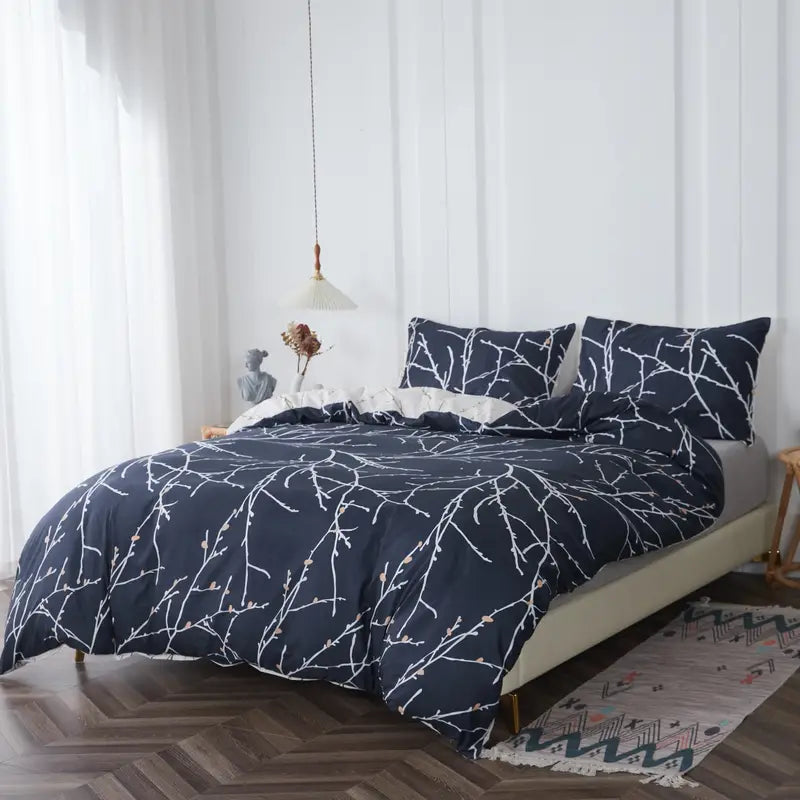 3-Piece Soft Tree Branch Duvet Cover Set for Bedrooms