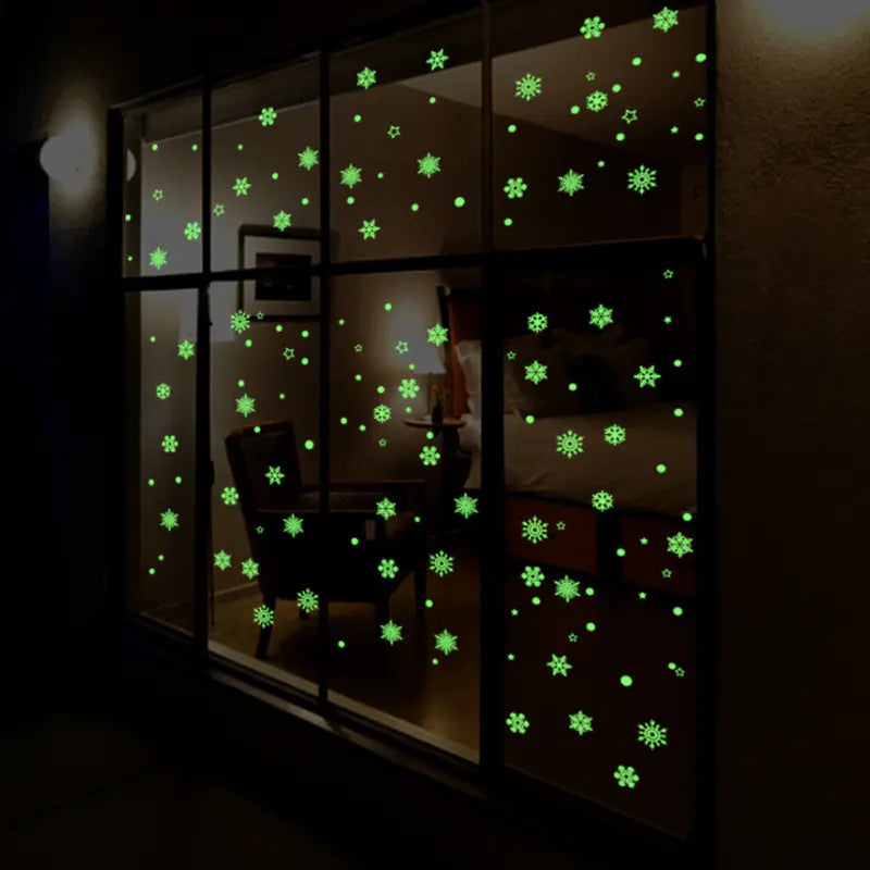 Pegatinas de pared de copos de nieve que brillan en la oscuridad para niños