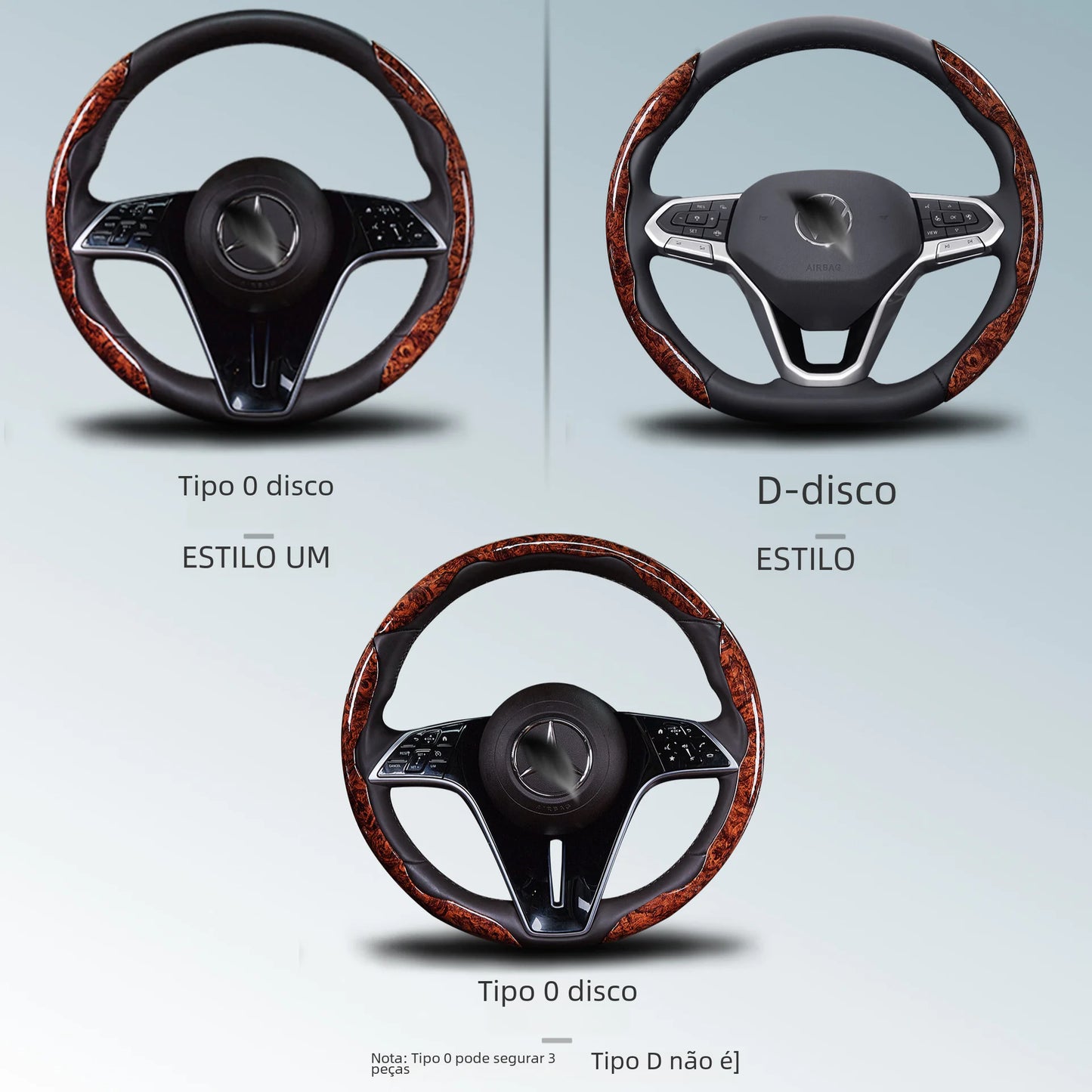 Juego de fundas universales para volante con veta de madera fina