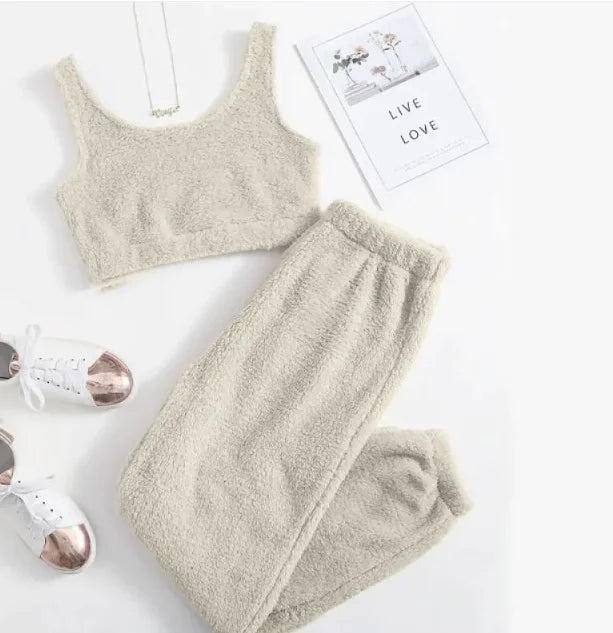 Conjunto de pijama de felpa de invierno para mujer