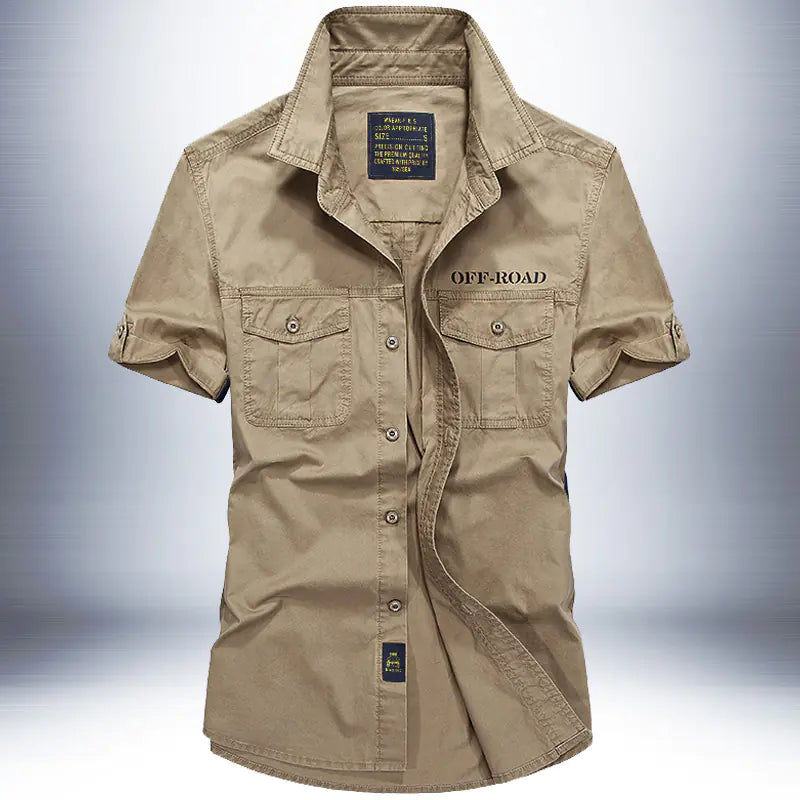 Men's Loose-Fit Short Sleeve Washed Cotton Shirt