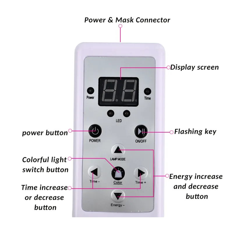 Máscara facial LED de 7 colores