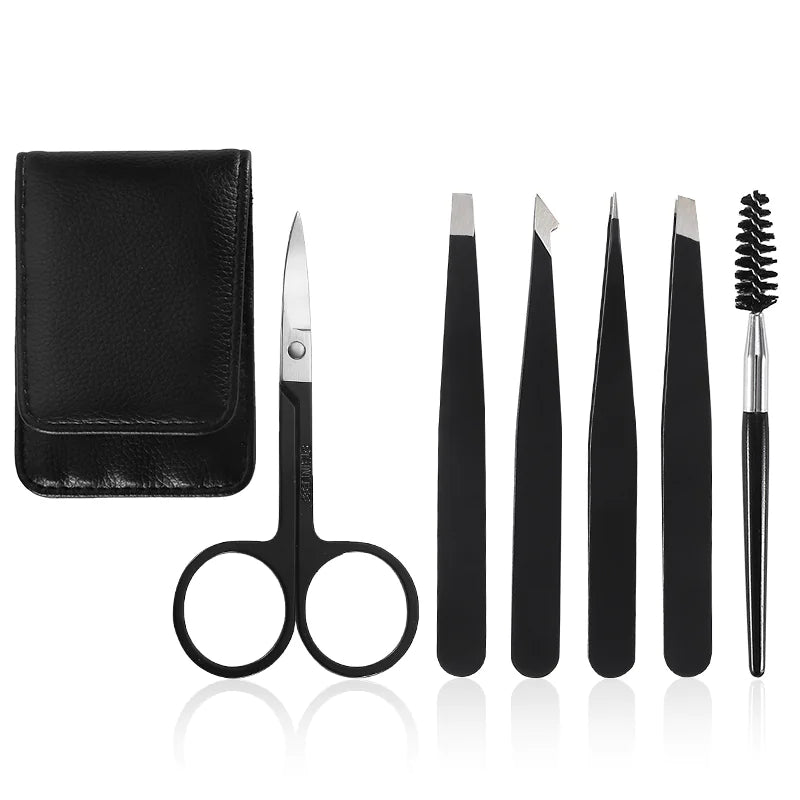 Juego de pinzas para cejas de acero inoxidable