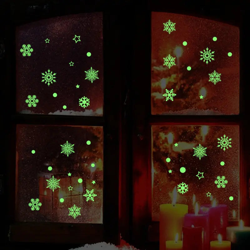 Pegatinas de pared de copos de nieve que brillan en la oscuridad para niños