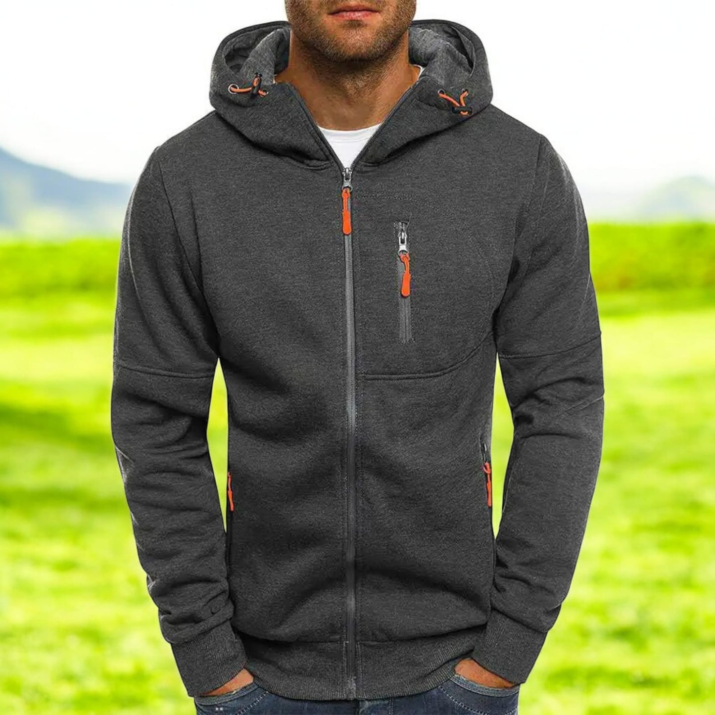 2022 Men's Zip Pocket Sports Hoodie Jacket