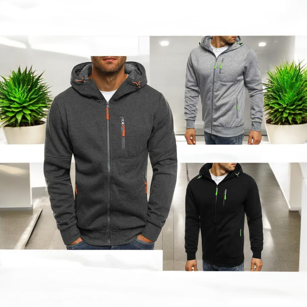 2022 Men's Zip Pocket Sports Hoodie Jacket