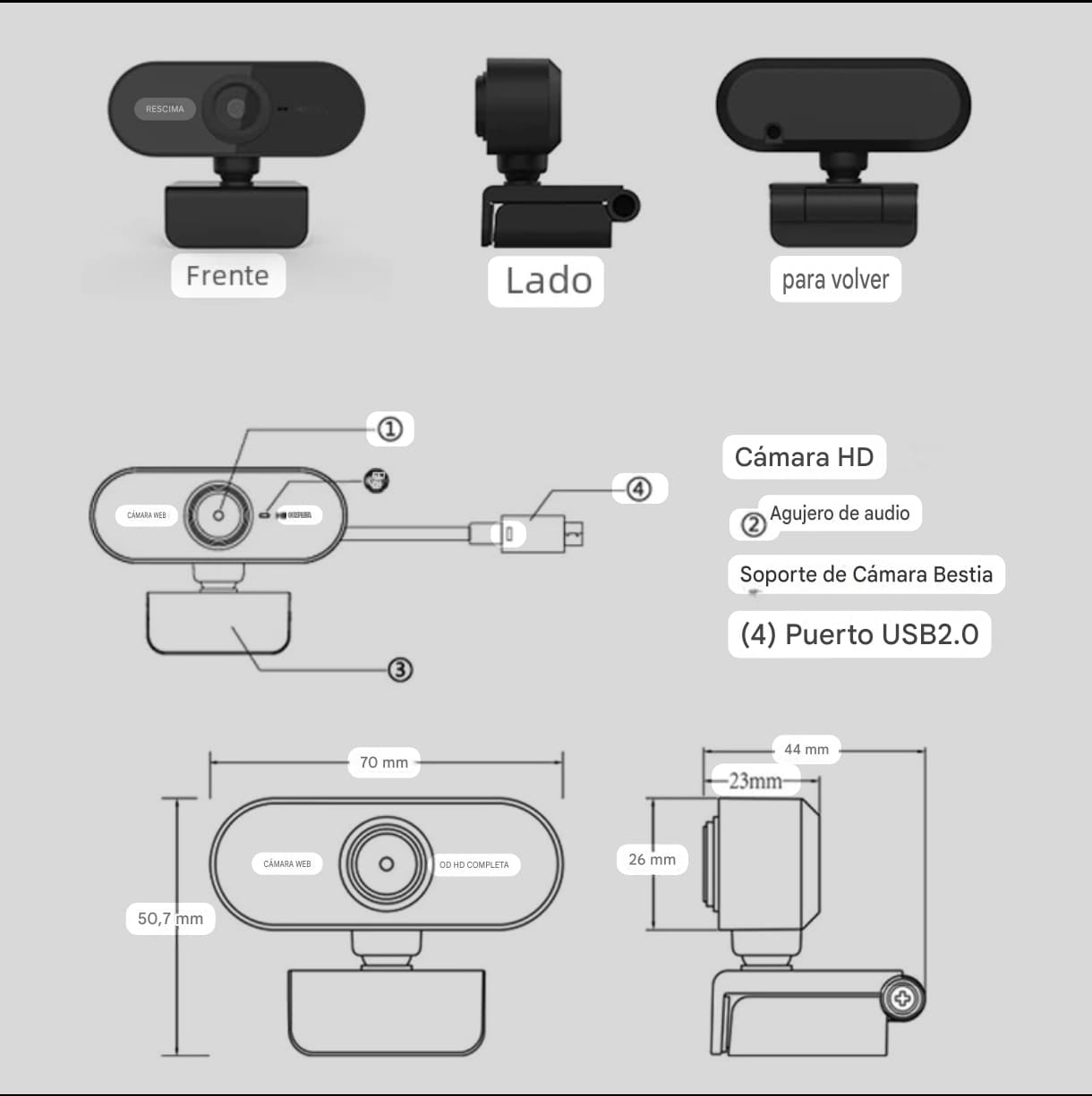2K HD USB Webcam for Online Meetings and Streaming