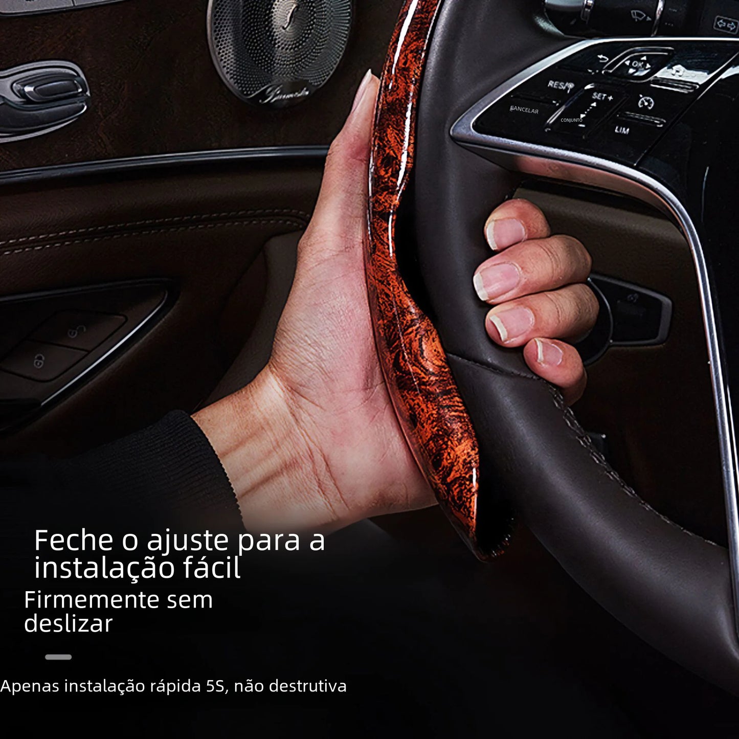Juego de fundas universales para volante con veta de madera fina