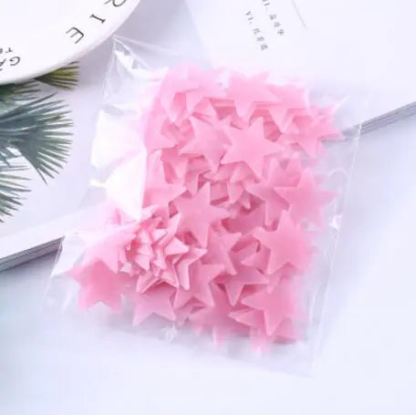 Pegatinas de pared de estrellas que brillan en la oscuridad de 3 cm, 100 unidades