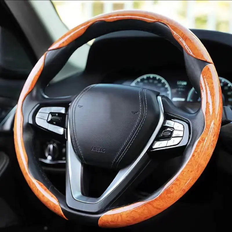 Juego de fundas universales para volante con veta de madera fina