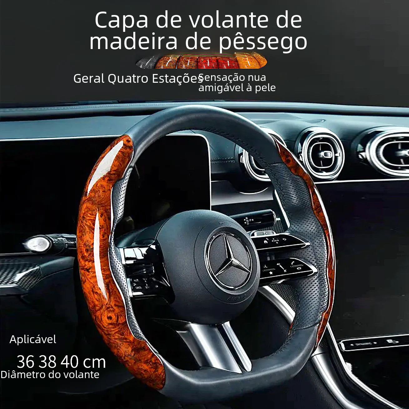 Juego de fundas universales para volante con veta de madera fina