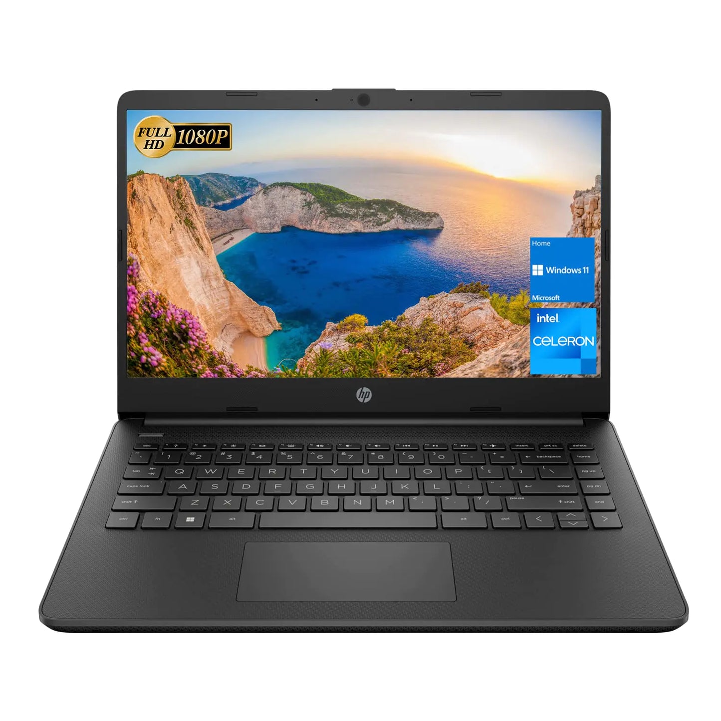 HP Laptop 14” FHD Display Intel Celeron N4500 Processor 8GB RAM 256GB PCIe SSD HDMI Bluetooth Webcam SD Media Card Reader Windows 11 Home Black