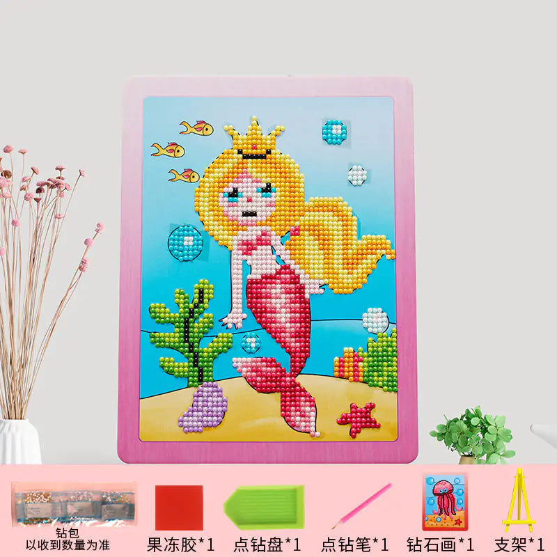 Kit de manualidades de princesas con pintura de diamantes para niños