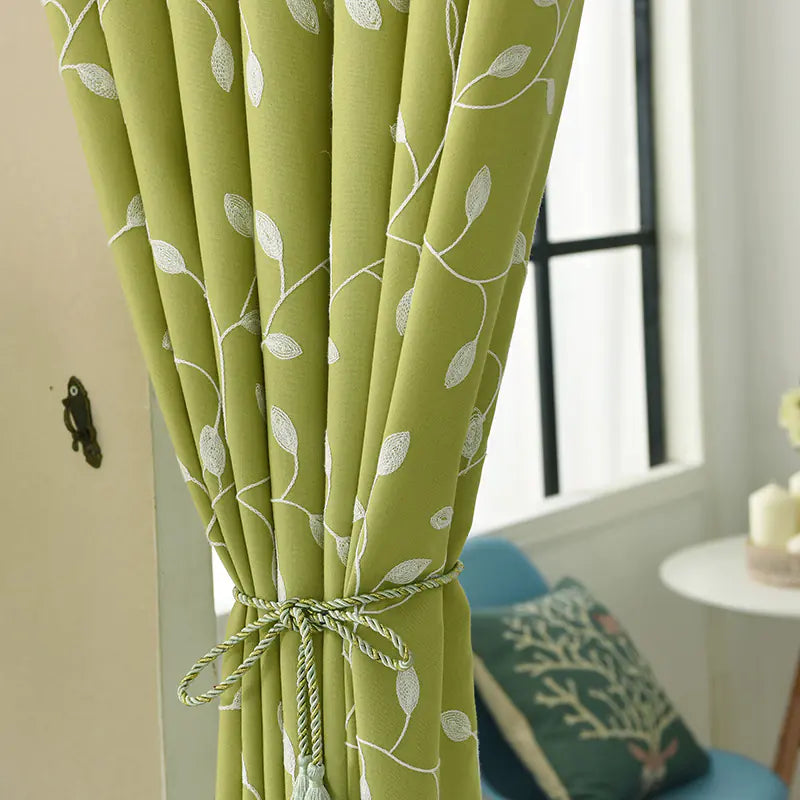 Cortinas bordadas de lino y algodón minimalistas modernas