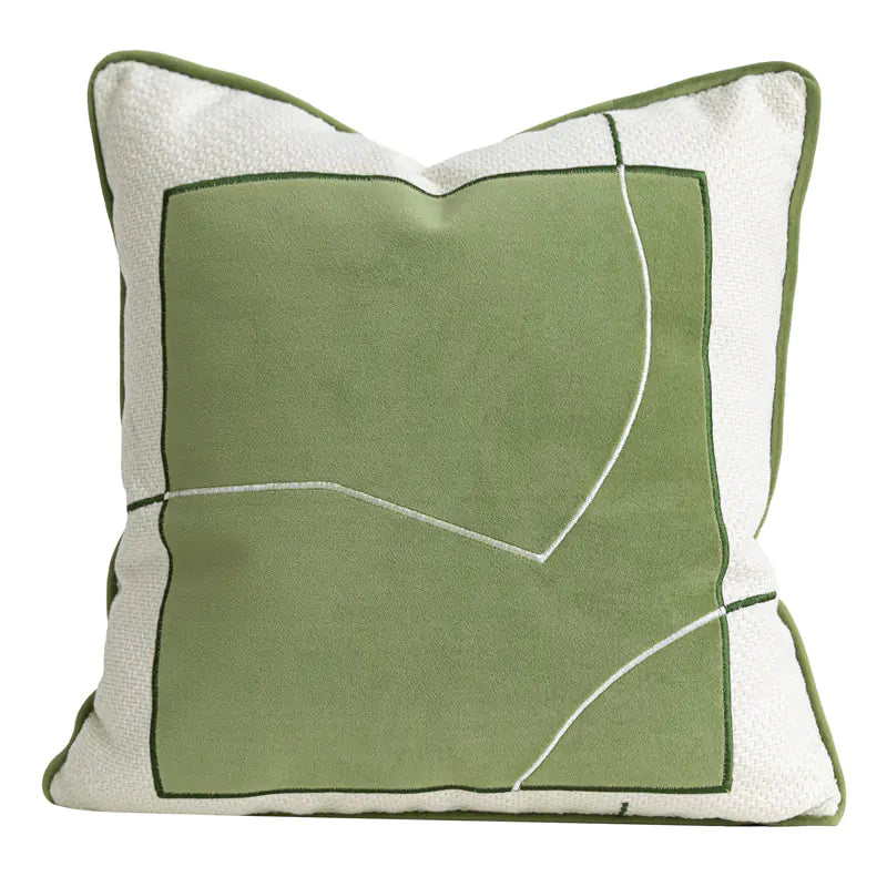 Conjunto de sofá plisado 3D verde con cojines
