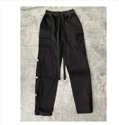 Pantalones cargo de pierna recta con cremallera y bolsillos con velcro